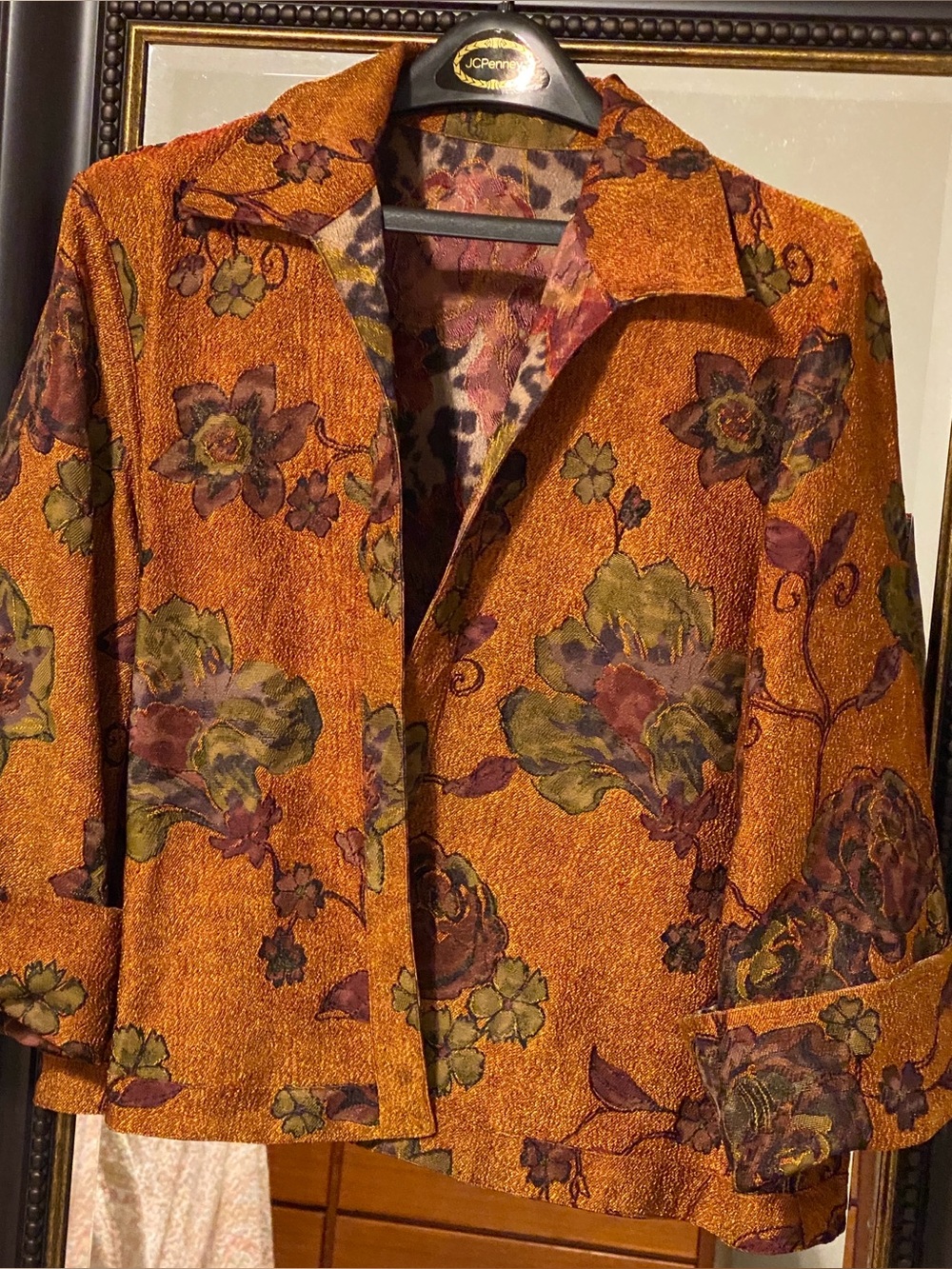 Coldwater Creek Art to Wear Textured Jacket - Rust Orange